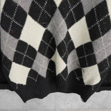 ヴァレンティノ ヴィンテージ Vネック ニット アーガイル柄 ロゴ 刺繍 ブラック - NEWSED