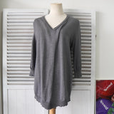 エムエムシックス メゾンマルジェラ Vネック スリット 七分袖 ニット グレー レディース - NEWSED