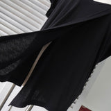 エムエムシックス メゾンマルジェラ Vネック スリット カットソー 半袖トップス ブラック - NEWSED