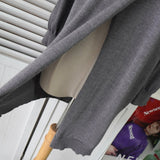 エムエムシックス メゾンマルジェラ Vネック スリット 七分袖 ニット グレー レディース - NEWSED