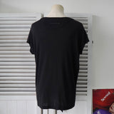 エムエムシックス メゾンマルジェラ Vネック スリット カットソー 半袖トップス ブラック - NEWSED