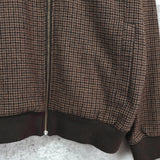 アディダス トレフォイルロゴ 千鳥格子柄 ウールジャケット ブルゾン ブラウン