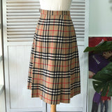 バーバリー ノバチェック ウール プリーツスカート ベージュ