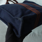 エルメス フールトゥMM キャンバス ハンドバッグ ネイビー / ブラウン