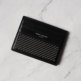 サンローラン パリ スタッズ レザー パスケース カードケース ブラック / シルバー