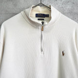 ポロ ラルフローレン ハーフジップ ハイネック スウェット トレーナー ホワイト XL〜2XL相当 - NEWSED
