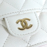 シャネル ココマーク マトラッセ キャビアスキン 三つ折り財布 ホワイト