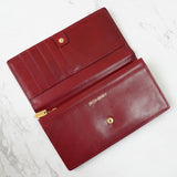 イヴ サンローラン YSLロゴ レザー 長財布 二つ折り財布 ボルドー - NEWSED