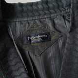 イヴ サンローラン ヴィンテージ YSLロゴ ペイズリー柄 ショールカラー ブルゾン カーキ - NEWSED