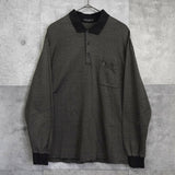 イヴサンローラン ヴィンテージ YSLロゴ 総柄 長袖ポロシャツ ブラウン - NEWSED