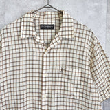 イヴ サンローラン ヴィンテージ YSLロゴ チェック柄 オープンカラーシャツ 半袖シャツ ベージュ - NEWSED