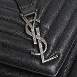 サンローラン カレッジ YSLロゴ レザー 2way ハンドバッグ チェーンショルダーバッグ ブラック - NEWSED