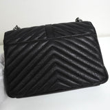 サンローラン カレッジ YSLロゴ レザー 2way ハンドバッグ チェーンショルダーバッグ ブラック - NEWSED