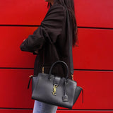 サンローラン ダウンタウンカバス YSLロゴ レザー 2way ハンドバッグ ショルダーバッグ ブラック - NEWSED