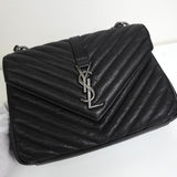 サンローラン カレッジ YSLロゴ レザー 2way ハンドバッグ チェーンショルダーバッグ ブラック - NEWSED