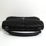 サンローラン カレッジ YSLロゴ レザー 2way ハンドバッグ チェーンショルダーバッグ ブラック - NEWSED