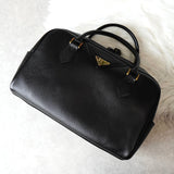 イヴサンローラン ヴィンテージ YSLロゴ 三角プレート レザー ミニボストンバッグ ブラック - NEWSED