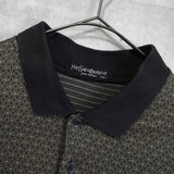 イヴサンローラン ヴィンテージ YSLロゴ 総柄 長袖ポロシャツ ブラウン - NEWSED