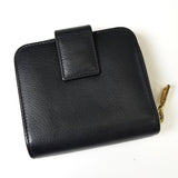 イヴサンローラン YSLロゴ レザー ラウンドファスナー 二つ折り財布 ブラック - NEWSED