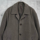 イヴ サンローラン ヴィンテージ YSLロゴ ウールコート チェスターコート ブラウン - NEWSED