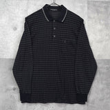 イヴ サンローラン ヴィンテージ YSLロゴ チェック柄 長袖ポロシャツ ブラック - NEWSED