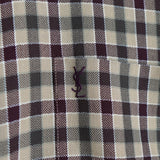 イブ サンローラン ヴィンテージ YSLロゴ チェック柄 長袖シャツ ブラウン/カーキ - NEWSED