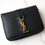 イヴサンローラン YSLロゴ レザー 二つ折り財布 ブラック 箱付き - NEWSED