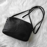 イヴ サンローラン ヴィンテージ YSLロゴ レザー ショルダーバッグ ポシェット ブラック - NEWSED