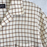 イヴ サンローラン ヴィンテージ YSLロゴ チェック柄 オープンカラーシャツ 半袖シャツ ベージュ - NEWSED