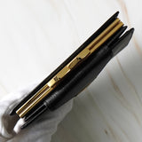 イヴ サンローラン YSLロゴ レザー 長財布 がま口 二つ折り財布 ブラック - NEWSED