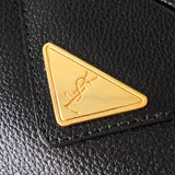 イヴサンローラン ヴィンテージ YSLロゴ 三角プレート レザー ミニボストンバッグ ブラック - NEWSED
