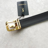 イヴサンローラン ヴィンテージ YSLロゴ ゴールド金具 ベルト ブラック デッドストック - NEWSED