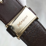 イヴサンローラン ヴィンテージ YSLロゴ シルバー金具 ベルト ブラウン レディース - NEWSED