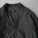 イヴ サンローラン ヴィンテージ YSLロゴ ペイズリー柄 ショールカラー ブルゾン カーキ - NEWSED