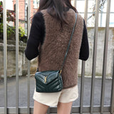 サンローラン YSLロゴ ルル レザー ショルダーバッグ グリーン - NEWSED