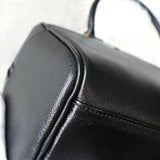 イヴサンローラン ヴィンテージ YSLロゴ 三角プレート レザー ミニボストンバッグ ブラック - NEWSED