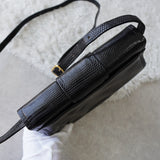 イヴ サンローラン ヴィンテージ YSLロゴ リザード ショルダーバッグ ブラック - NEWSED