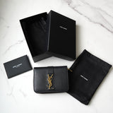 イヴサンローラン YSLロゴ レザー 二つ折り財布 ブラック 箱付き - NEWSED