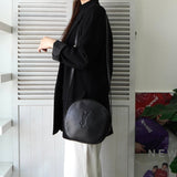 イヴサンローラン ヴィンテージ YSLロゴ レザー ラウンド ショルダーバッグ ブラック - NEWSED