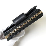 イヴサンローラン YSLロゴ レザー ラウンドファスナー 二つ折り財布 ブラック - NEWSED