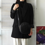 イヴサンローラン ヴィンテージ YSLロゴ レザー ラウンド ショルダーバッグ ブラック - NEWSED