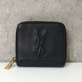イヴサンローラン YSLロゴ レザー ラウンドファスナー 二つ折り財布 ブラック - NEWSED