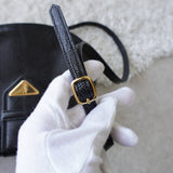 イヴ サンローラン ヴィンテージ YSLロゴ リザード ショルダーバッグ ブラック - NEWSED