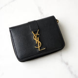 イヴサンローラン YSLロゴ レザー 二つ折り財布 ブラック 箱付き - NEWSED