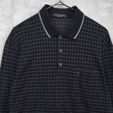 イヴ サンローラン ヴィンテージ YSLロゴ チェック柄 長袖ポロシャツ ブラック - NEWSED