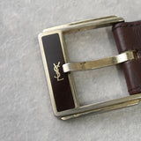 イヴサンローラン ヴィンテージ YSLロゴ シルバー金具 ベルト ブラウン レディース - NEWSED