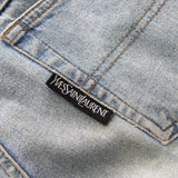 イヴ・サンローラン YSLロゴ パッチ デニム ジーンズ ライトブルー M〜L程度 - NEWSED
