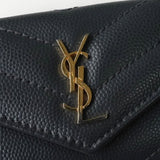 イヴ サンローラン YSLロゴ Vステッチ レザー 三つ折り財布 コンパクトウォレット グレー - NEWSED