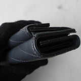 イヴ サンローラン YSLロゴ Vステッチ レザー 三つ折り財布 コンパクトウォレット グレー - NEWSED