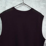 イヴ サンローラン ヴィンテージ YSLロゴ Vネック チェック柄 ニットベスト ボルドー - NEWSED